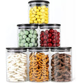 Airtight Handblown Round Travel Canisters 600ML 2100ML Multifunction Clear Glass Food Storage Set with  Lids