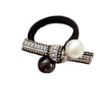 Fashion Hair Accessories Imitation Pearl Hair Rubber Band for Womens Girls Black Ponytail Holder Gum for Headband Hair Tie