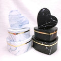 Hot Sale 3-piece Heart-Shaped Box for Bouquets Marble Flower Florist Box Wrapping Basket for Valentine's Day Flower Marble Box