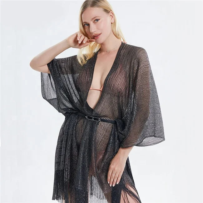 Hotsale Summer Women Sexy Solid Bikini Polyester Cover up Kaftan Dress Swim Bathing Suit Beach Multi Wear Dresses with 16 Colors