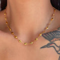 2025 Dazan New Ins 18k Gold Plated Tarnish Free Stainless Steel Square Dangle Gypsy Stacked Bracelet Necklace Jewelry Set Women