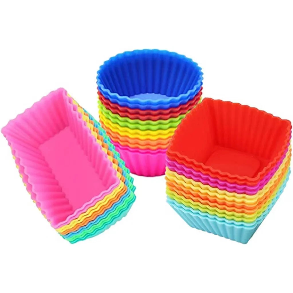 Factory Direct Silicone Cupcake Muffin Baking Cups Liners 36 Pack Reusable Non-Stick Cake Molds Sets