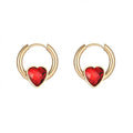 Tarnish Free Stainless Steel Hoop Earring Gold Plated Heart Zircon Charm Earring