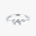 Ailmay Authentic 925 Sterling Silver Plant Clear Zircon Rings Exquisite Elegant for Women Wedding Engagement Jewelry Gift