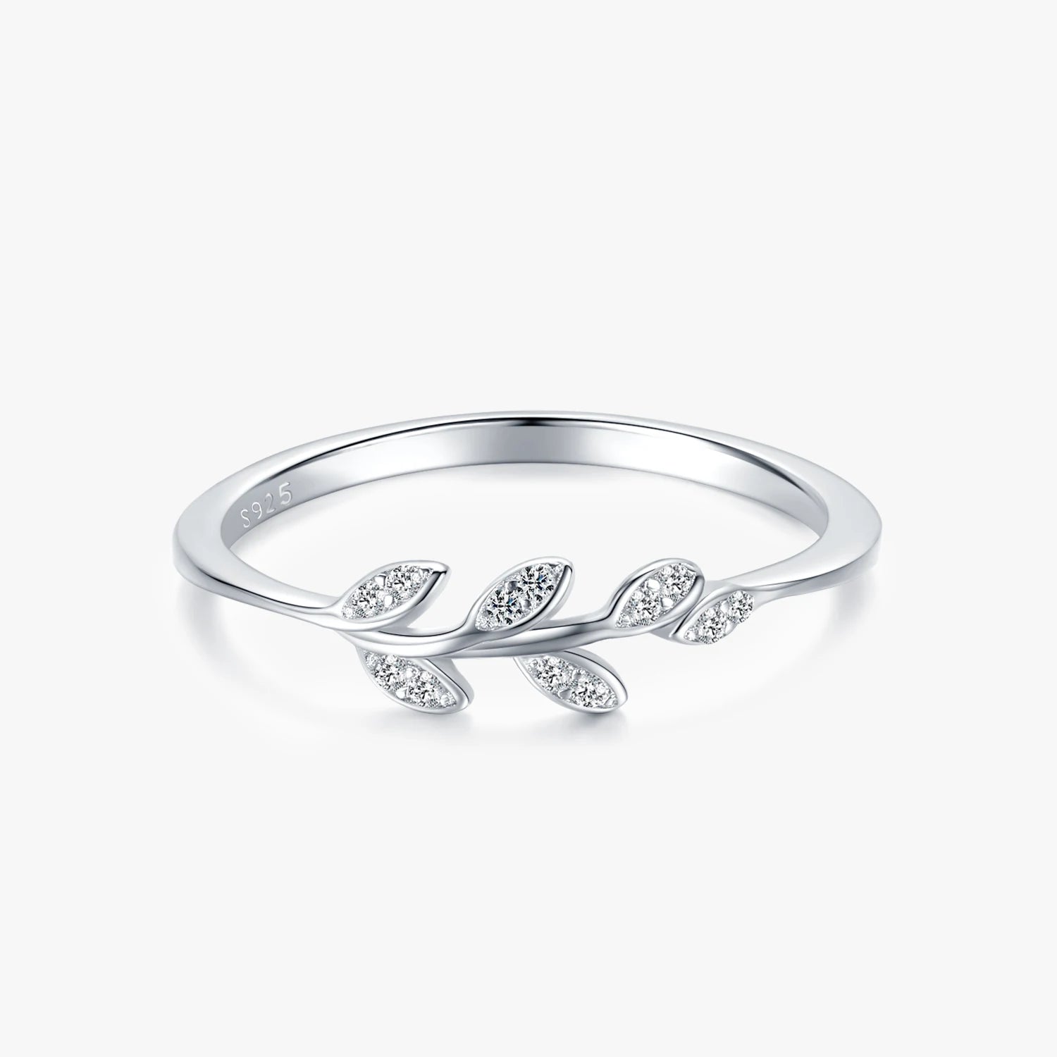 Ailmay Authentic 925 Sterling Silver Plant Clear Zircon Rings Exquisite Elegant for Women Wedding Engagement Jewelry Gift