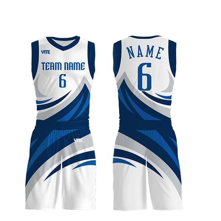 Professional Breathable Plus Size Short Sleeve Printed Basketball Jerseys Sets Custom Team Names 100% Polyester