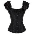 Coldker Women Body Shapewear Green Corset Bustier Top Plus Size Satin Overbust Embroidered Corset