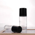 Empty 30ml 50ml Cylindrical Deodorant Container Roller on Glass Bottle with Black Plastic Lid