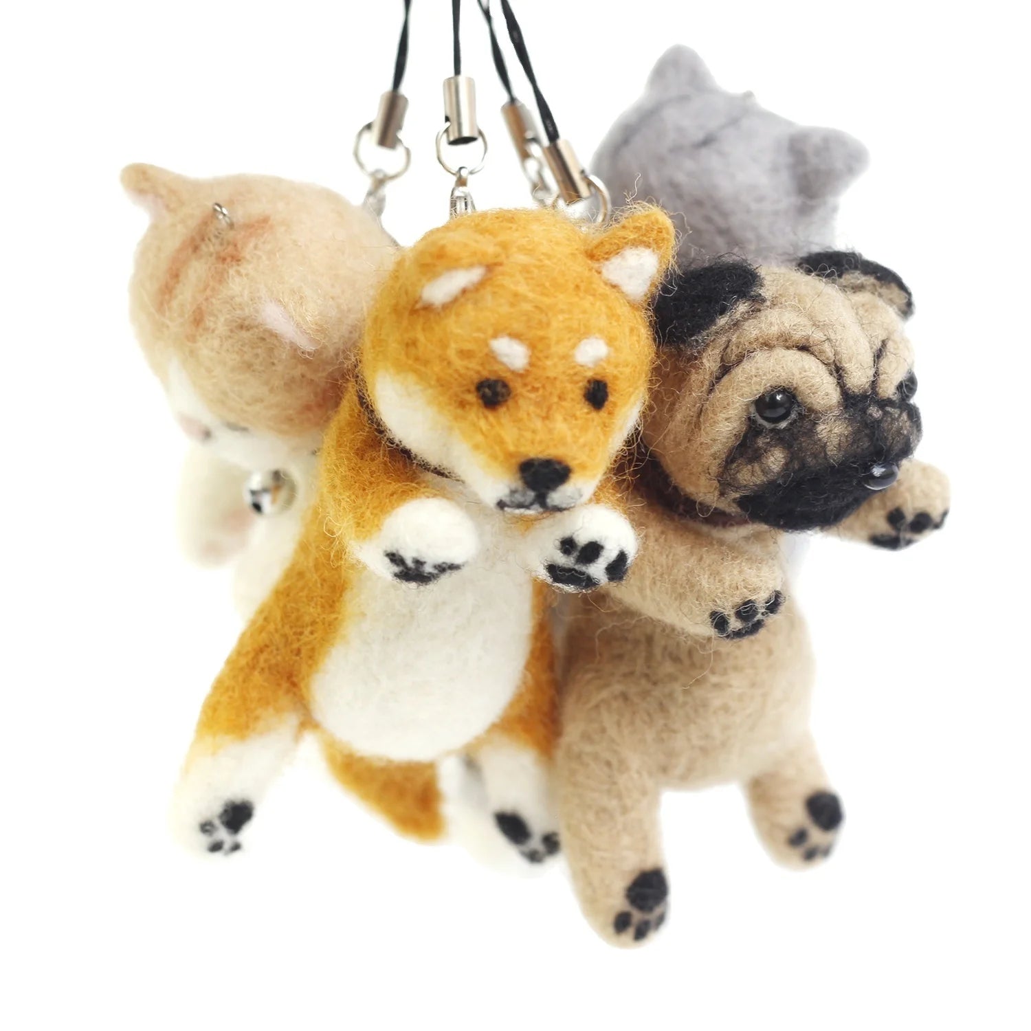 2026 Customized Wool Embroidered Dogs Cats 3D Animals Ecofriendly Durable DIY Key Rings Backpack Charms Ornament Traditional