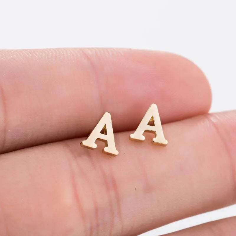 Stainless Steel Gold Silver Custom Initial Stud Earring Custom Initial Letter Earrings