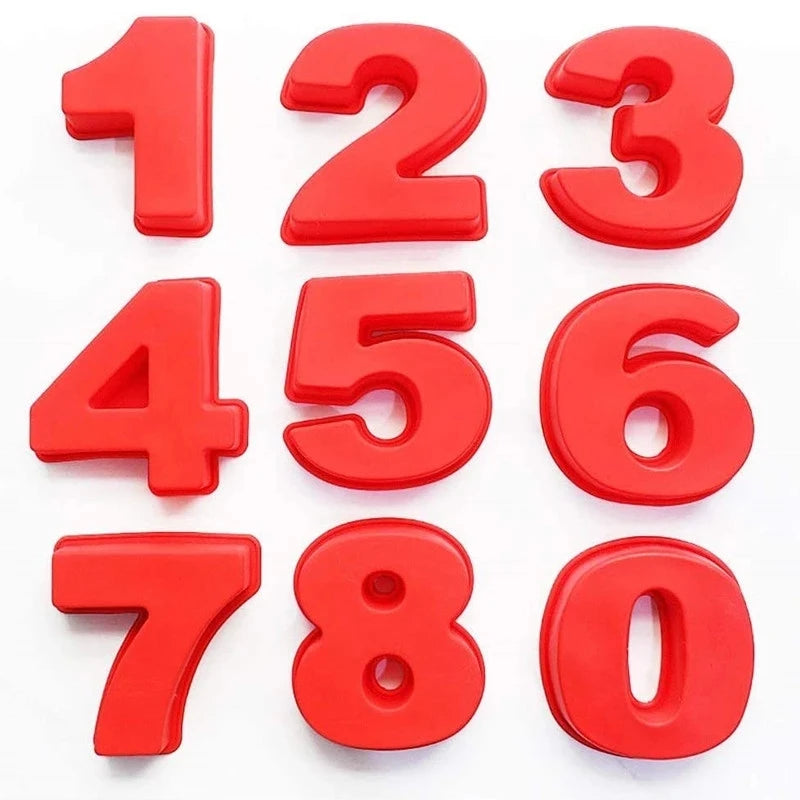 Goldbaking 10 Inch Large Silicone Number Molds 0-9 Arabic Number Cake Mold Baking Mold for Birthday Cake