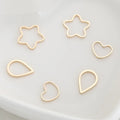 Real Gold Plated Copper DIY Jewelry Love Heart Water Drop Star Pendant Color Preservation Golden Pendant Findings Components