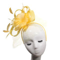 ABPF Custom Fashion Big Red Lace Flower Design Handmade Wedding Bride Headwear Yarn Party Feather Hair Fascinator Hat for Lady
