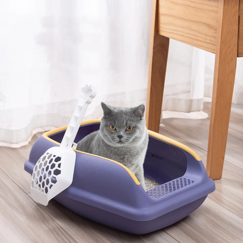Fashion Durable Cat Litter Box Anti-cracking Semi-enclosed Removable Cat Litter Box