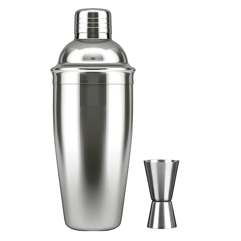 High Quality Cocktail Metal Shaker Bottle Kit Silver 750Ml Stainless Steel Cocktail Shaker