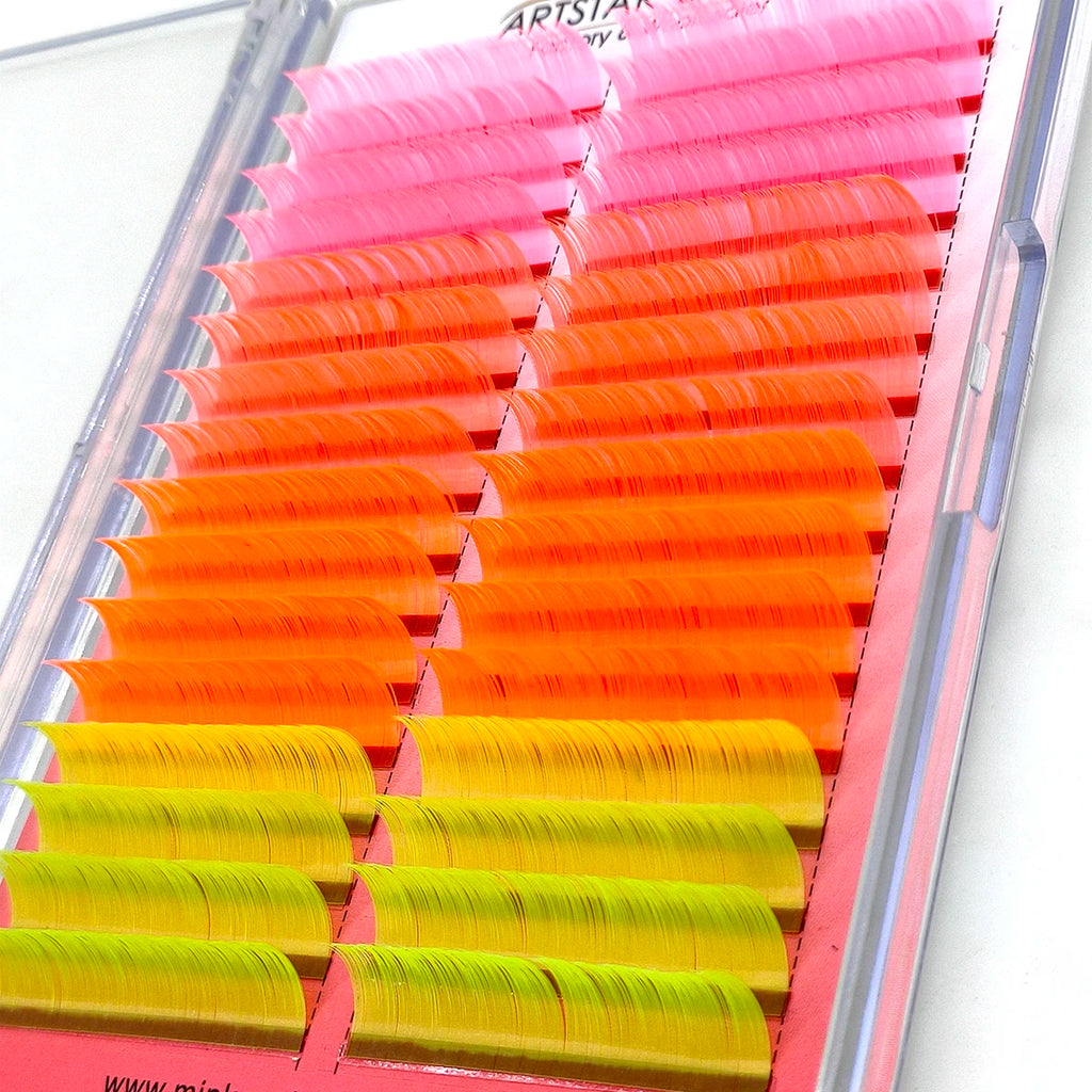 Wholesale Beautiful Color Individual COlor Eyelash Extensions Private Label Colored Eyelashes Box 12 Rows