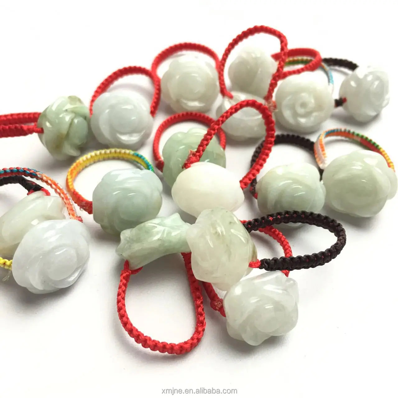 Jadeite Grade a Jade Pieces Weaving Rose Ring Small Accessories Jade Jewelry Crafts Sihui Wholesale