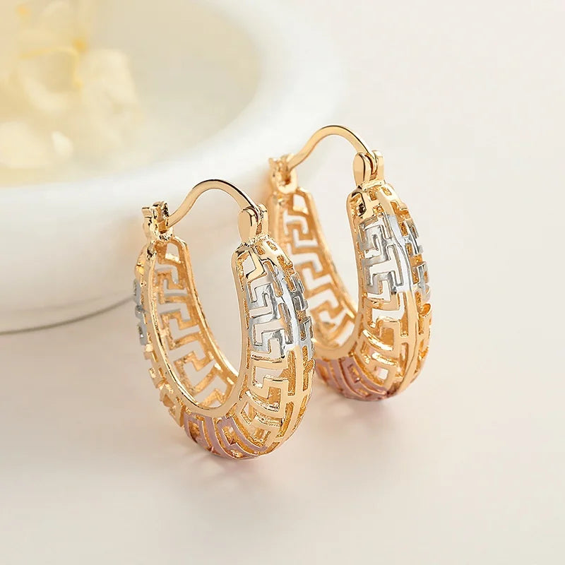 Ladies Earrings Drop Copper Alloy Zircon Gold Plated Earrings 18k Wholesale Fashion Jewelry for Women Laminated Gold Earrings
