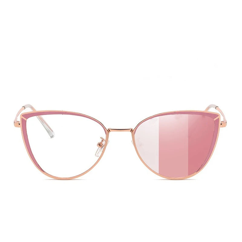 8217 Fashion Trendy Cat Eye Glasses Metal Frames Spectacle Glasses Anti Blue Light Optical Frame Women Eyewear Wholesale