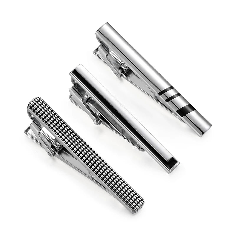 Daili Wholesale 45-50 cm Short Tie Clips Set 3 PCS Black Enamel Brass Tie Bars Men's Necktie Gift Wedding Party