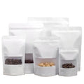 Custom Compostable Kraft Paper Doypack Frosted Window Ziplock Snack Food Packaging Bag for Nuts Biscuits Candies Sugars