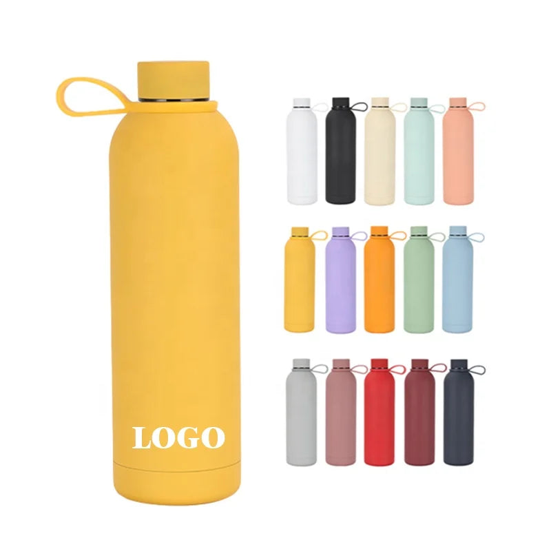 Wholesale Customizable 350ml/500ml/750ml Vacuum Flasks Water Bottles Stainless Steel with Handle Rope BPA Free for Gym & Outdoor