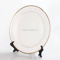 Topjlh Sublimation Ceramic Plate Gold Rim Sublimation Logo Print for Restaurant Dinner White Blank Plates for Turkey Day Use