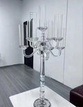 Hot Sell 9 Heads Glass Candleholder Crystal Candelabra for Weddings Table Centerpieces on Sale