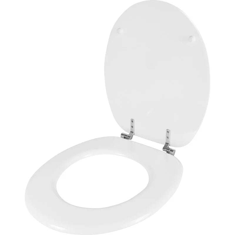 Modern White MDF Round Toilet Seat Cover Soft Close Zinc Alloy Hinge OEM Bathroom WC Lid 18 Inch Closed Front