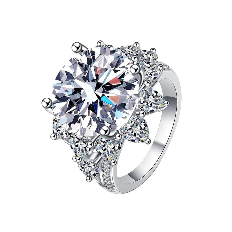 10Carat Moissanite Promise Ring for Women 925 Sterling Silver D Color Flower Moissanite Ring Engagement Ring With Certified