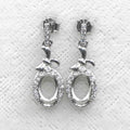 Sterling Silver 5*7mm Semi Mount Stud Eardrops Empty Frame Support Blank Setting S925 Base Without Center Stone DIY for Inlay