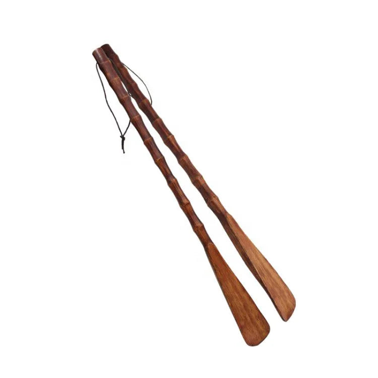 Factory Wholesale Custom Logo Shoehorn Wear Shoe Helper Long Handle Bamboo Shoe Horn