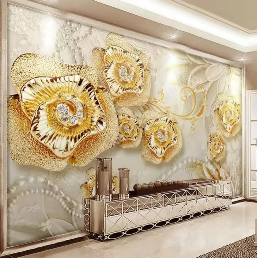 European American Luxury Wedding Clothing Wallpaper Mural Custom Floral Pattern Waterproof Background Wall Decoration Tooling