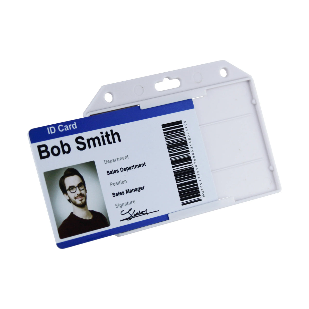 Bestom Horizontal Rigid Plastic ID Badge Holder Durable Side-Loading Card Protector with Slot for Lanyards Bulk OEM Factory