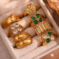 New Hot Sell   Waterproof Gold Cubic Zirconia Engagement Diamond Ring Gold Plated Jewelry Swimming Rings Stainless Steel  Ring
