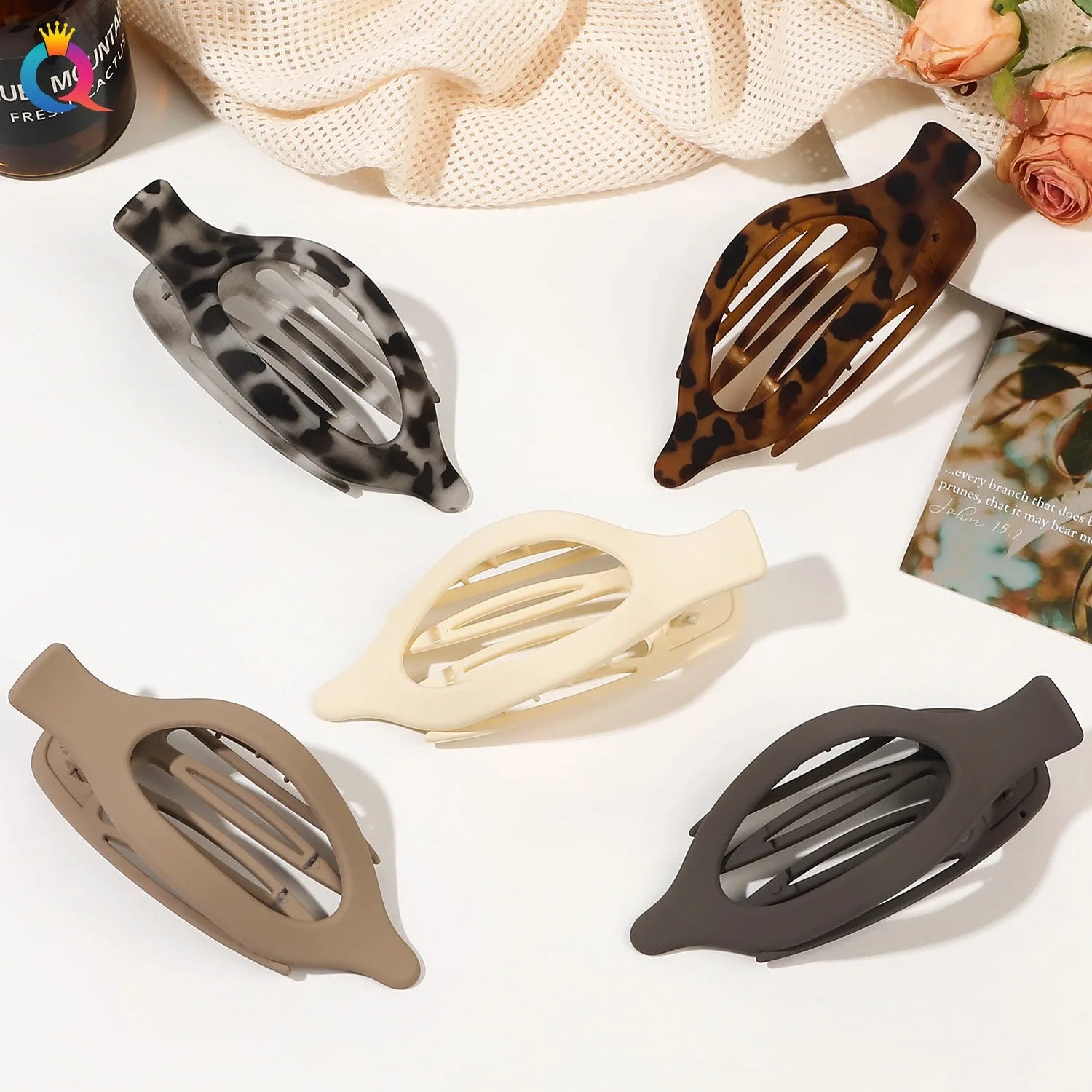 QIYUE Women's Hair Accessories 11.5cm Oval Large Duck Clips Made of Durable Plastic