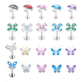 Wholesale ASTM F136 Titanium Piercing Butterfly Umbrella Shape Stud Ear Septum Nose Earlobe Tragus Cartilage Earring Women Body