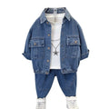 Western Style Casual Kids Clothing Sets Cool Boy Long Sleeves Two Piece Set for 8 Y Blue Cowboy Birthday Children's Suit