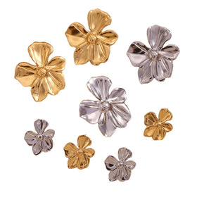 18K Gold Plated Engraved Flower Stud Earrings Set New Design Stainless Steel Jewelry for Parties Weddings and Gifts