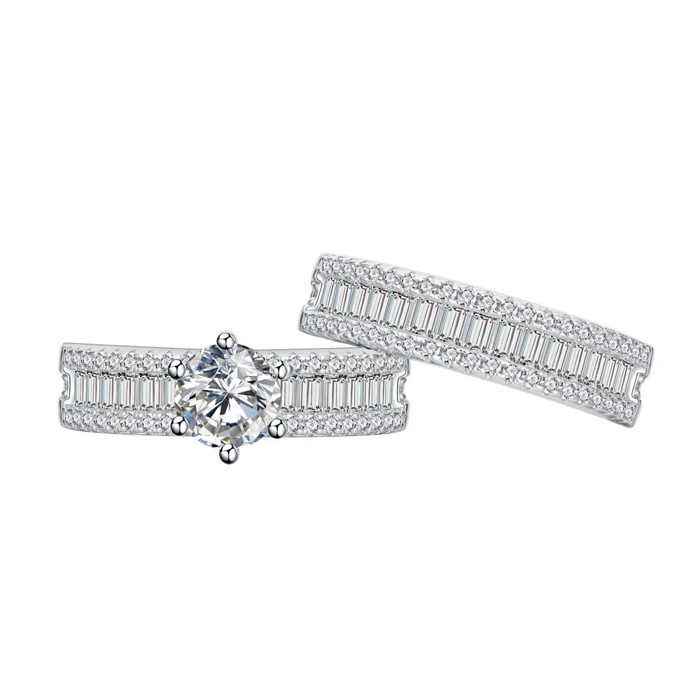 Fashion Vintage Diamond Zircon 925 Sterling Silver Ring Sets Geometric Rings Jewelry Women Ladies Jewelry Sets