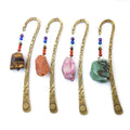 Unique Vintage Metal Raw Gemstone Energy Bookmark Religious Bronze with 7 Chakra Crystals Healing Stone Beaded