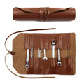 Multi-function PU Leather Tool Roll Bag Foldable Organizer Pouch for Wrench Screwdriver Pliers Camping Portable Tool Holder