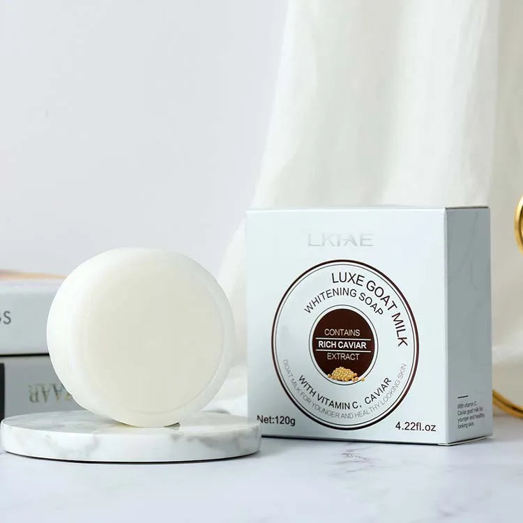 Natural Organic Vegan Adult 120g Handmade Coconut Oil Infused Caviar Whitening Goat Milk Bath Soap for Face Body All Skin Types