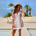 2024 Summer New Beach Dress Women Casual Vacation Printed Bikini Swimsuit Crochet Cover Ups