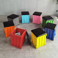 Hot Selling Industrial Style Container Stool Sitting Storage Stool for Home Decoration Sitting Storage Stool Iron Craft