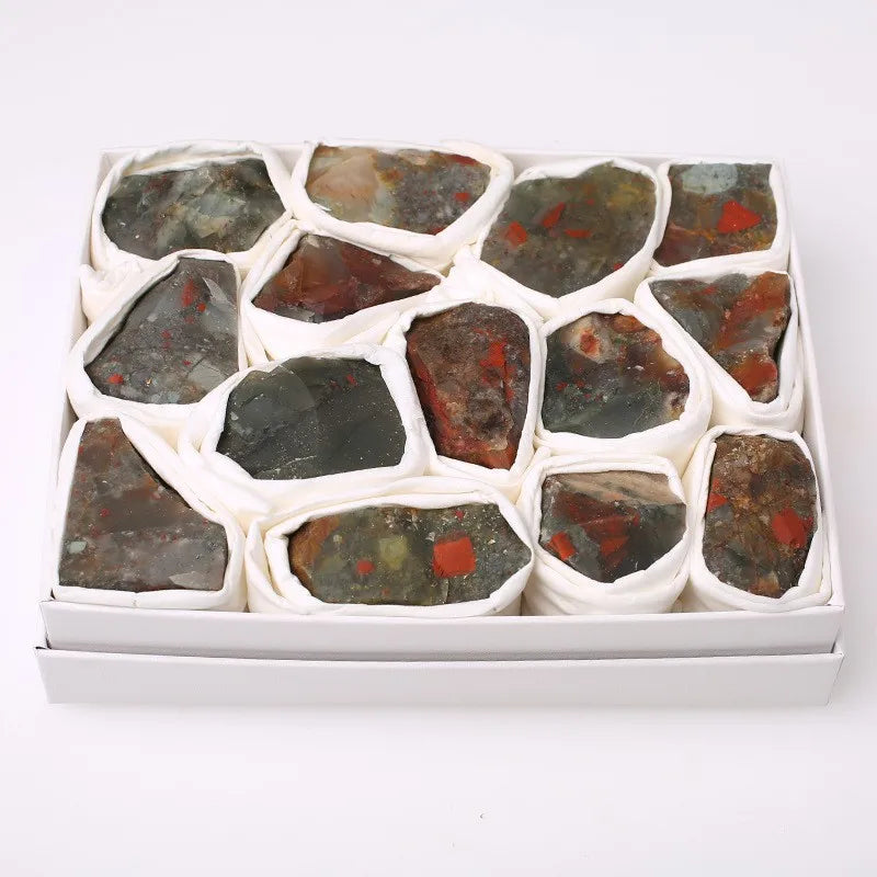 Hongzhuo Wholesale Natural Rare Rock Ore Quartz Raw Crystal African Blood Stones Mineral Specimens Box for Home Decoration