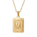 Custom Logo Stainless Steel 18K Gold Plated Initial Letter Pendant Necklace Cute Square English Alphabet A-Z for Men Women Gift