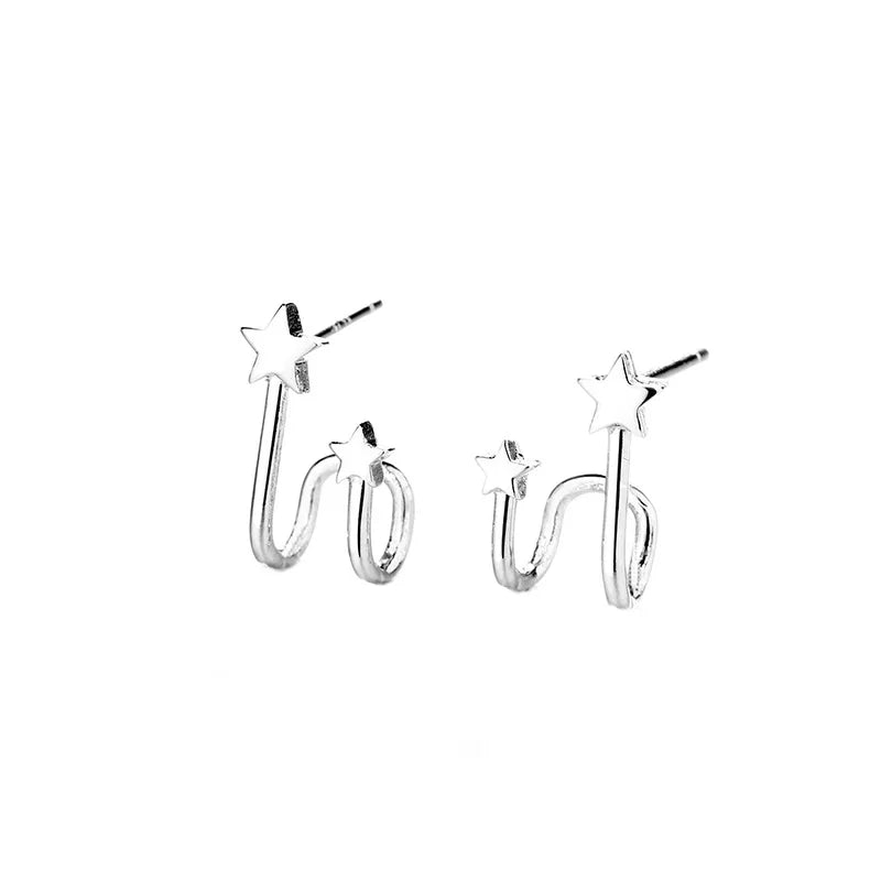925 Sterling Silver Star Stud Earrings Women Simple Fashion Wedding Jewelry Accessories