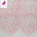 2021 Peach Sequins Beads Lace Fabric Wedding Embroidery African Heavy Beaded Lace Designs Fabrics for Dresses  HY1497-5