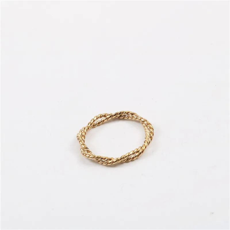 High End Tarnish Free PVD Gold Plated Twisted Chain Stainless Steel Rings Trendy Gold Jewelry MegaBDM